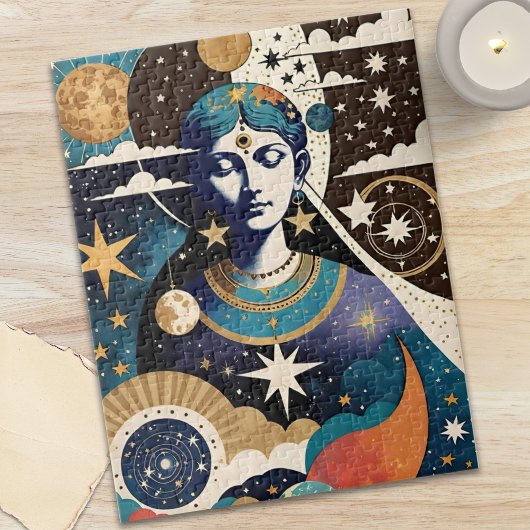 Mystieke Hemelse Ster Godin Nachtelijke Hemel Legpuzzel