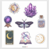 Mystieke Hemelse Sticker Blad | Tarot, manen, ca (Vel)