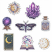 Mystieke Hemelse Sticker Blad | Tarot, manen, ca (Voorkant)