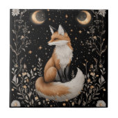 Mystieke Hemelse Vos en Bloemen Tegeltje (Voorkant)