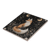 Mystieke Hemelse Vos en Bloemen Tegeltje (Zijkant)