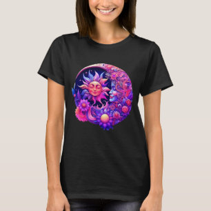 Mystieke hemelse zon en maan t-shirt