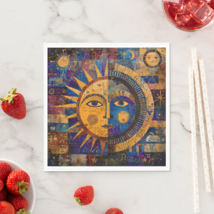 Mystieke Hemelse Zon Maan Alchemie Servet