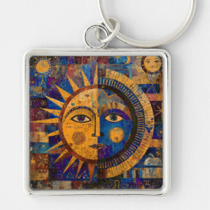 Mystieke Hemelse Zon Maan Alchemie Sleutelhanger
