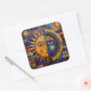 Mystieke Hemelse Zon Maan Alchemie Vierkante Sticker