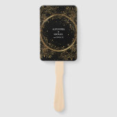 Mystieke Hemelse Zwart en Gouden Bruiloft Handwaaier (Voorkant)