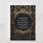 Mystieke Hemelse Zwart en Gouden Bruiloft Kaart (Voorkant)