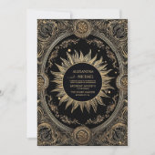 Mystieke Hemelse Zwart en Gouden Bruiloft Kaart (Voorkant)