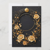 Mystieke Hemelse Zwart en Gouden Bruiloft Kaart (Achterkant)