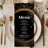 Mystieke Hemelse Zwart en Gouden Bruiloft Menu