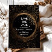 Mystieke Hemelse Zwart en Gouden Bruiloft Save The Date