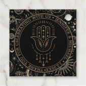 Mystieke hemelse zwart gouden bruiloft dank u bedankjes labels (Achterkant)