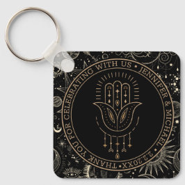 Mystieke hemelse zwart gouden bruiloft dank u sleutelhanger