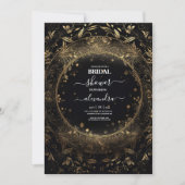 Mystieke Hemelse Zwarte en Gouden Bruiloft Kaart (Voorkant)