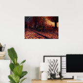 Mystieke herfst avond spoorweg loof poster (Thuiskantoor)