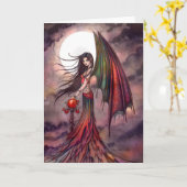 Mystieke Herfst Vampier Gothic Fairy Halloween Art Kaart (Gele Bloem)