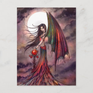 Mystieke Herfst Vampier Halloween Fee Fantasie Kun Briefkaart