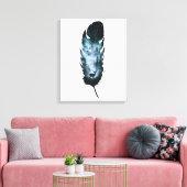 Mystieke herten in Forest Feather Large Canvas Afdruk (Insitu (Woonkamer))