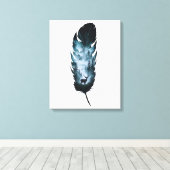Mystieke herten in Forest Feather Large Canvas Afdruk (Insitu (Houten vloer))