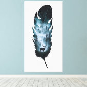Mystieke herten in Forest Feather Large Canvas Afdruk (Insitu (Houten vloer))
