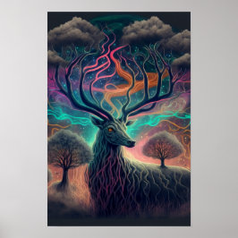 Mystieke Herten Psychedelische Poster | Spiritueel
