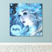 Mystieke Ice Queen - Fantasy Winter Goddess Art Canvas Afdruk (Insitu (Houten vloer))