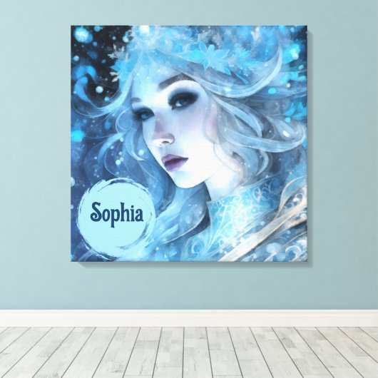 Mystieke Ice Queen - Fantasy Winter Goddess Art Canvas Afdruk (Insitu (Houten vloer))