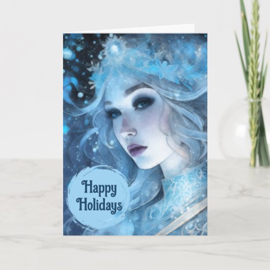 Mystieke Ice Queen - Fantasy Winter Goddess Art Feestdagen Kaart (Voorkant)