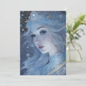 Mystieke Ice Queen - Fantasy Winter Goddess Art Feestdagenkaart (Staand voorkant)