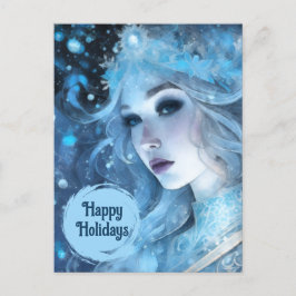 Mystieke Ice Queen - Fantasy Winter Goddess Art Feestdagenkaart