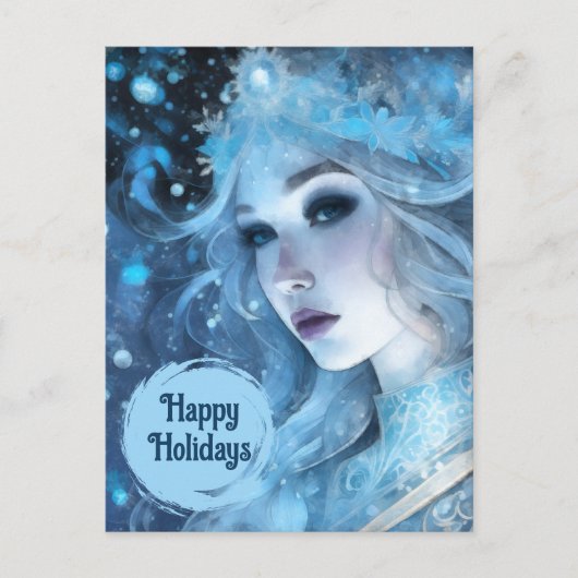Mystieke Ice Queen - Fantasy Winter Goddess Art Feestdagenkaart (Voorkant)