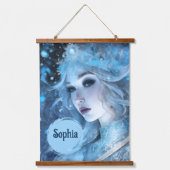 Mystieke Ice Queen - Fantasy Winter Goddess Art Hangend Wandkleed (Voorkant)