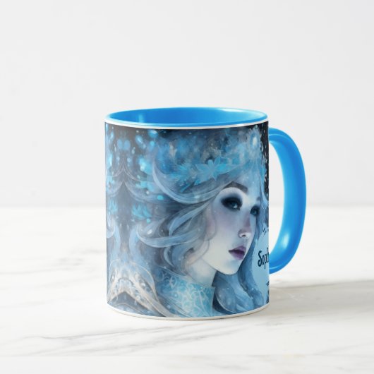 Mystieke Ice Queen - Fantasy Winter Goddess Art Mok (Voorkant rechts)