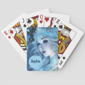 Mystieke Ice Queen - Fantasy Winter Goddess Art Pokerkaarten (Achterkant)
