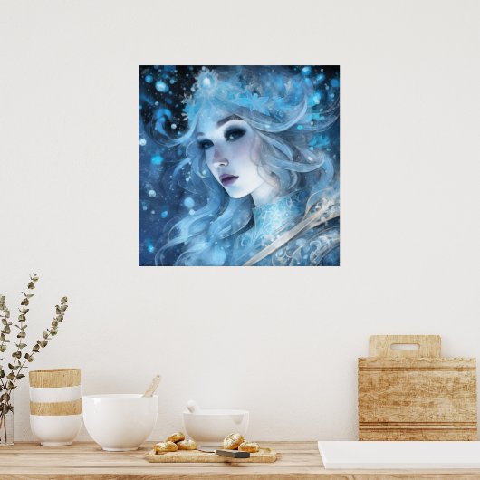 Mystieke Ice Queen - Fantasy Winter Goddess Art Poster (Keuken)