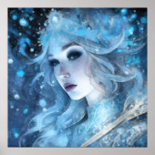Mystieke Ice Queen - Fantasy Winter Goddess Art Poster (Voorkant)