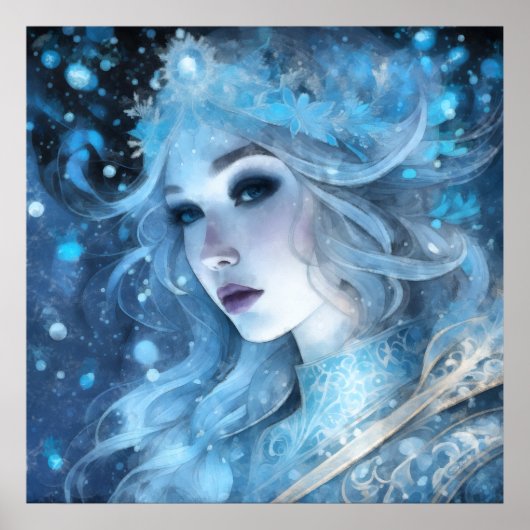 Mystieke Ice Queen - Fantasy Winter Goddess Art Poster (Voorkant)