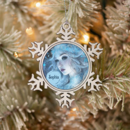 Mystieke Ice Queen - Fantasy Winter Goddess Art Tin Sneeuwvlok Ornament