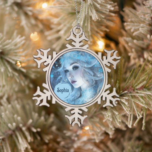 Mystieke Ice Queen - Fantasy Winter Goddess Art Tin Sneeuwvlok Ornament (Boom)