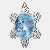 Mystieke Ice Queen - Fantasy Winter Goddess Art Tin Sneeuwvlok Ornament (Rechts)