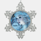 Mystieke Ice Queen - Fantasy Winter Goddess Art Tin Sneeuwvlok Ornament (Voorkant)