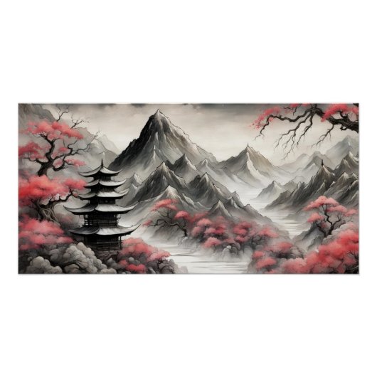 Mystieke Japanse bergen Perfect Poster (Voorkant)