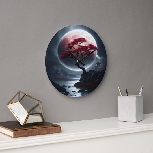 Mystieke Japanse Stijl Roze Boom Grote Klok (Kantoor)