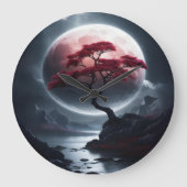 Mystieke Japanse Stijl Roze Boom Grote Klok (Voorkant)