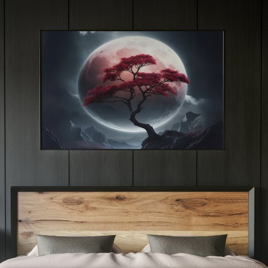 Mystieke Japanse Stijl Roze Boom Poster