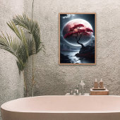 Mystieke Japanse Stijl Roze Boom Poster