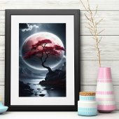 Mystieke Japanse Stijl Roze Boom Poster