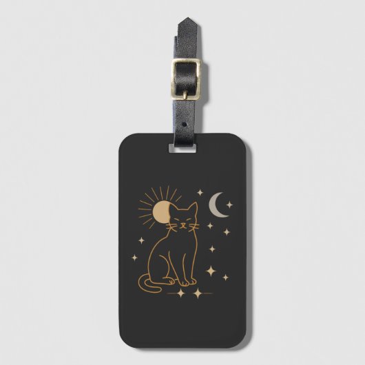 Mystieke kat bagagelabel – Minimalistische hemelse (Voorkant (verticaal))