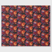 Mystieke kat en gloeiende pompoenen cadeaupapier (Vlak)