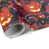 Mystieke kat en gloeiende pompoenen cadeaupapier (Rol Hoek)